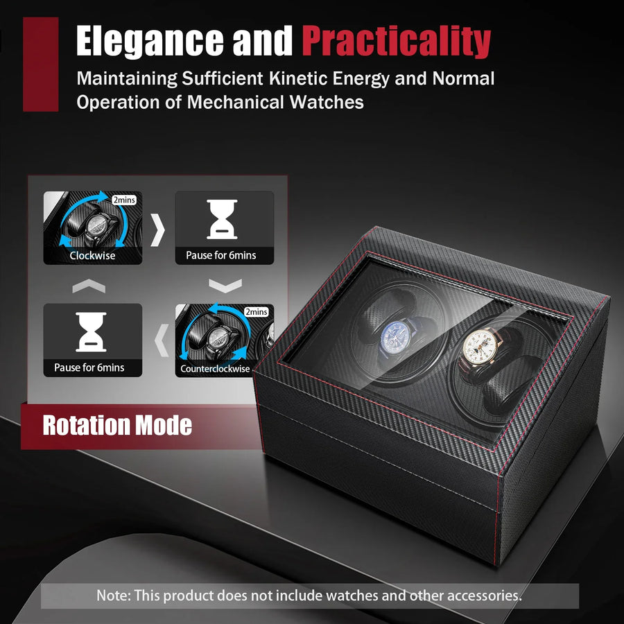 Carbon Fiber Dual Motor Automatic Watch Storage Case - Image 2