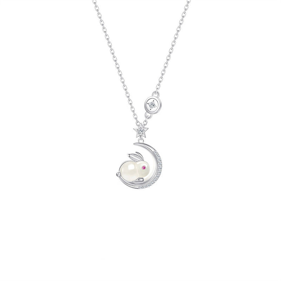 Sparkling Bunny Moon Charm Necklace - Image 4