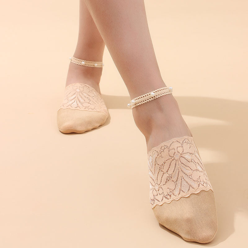 Pearl Lace Anti-slip Comfy Invisible Socks - Image 2