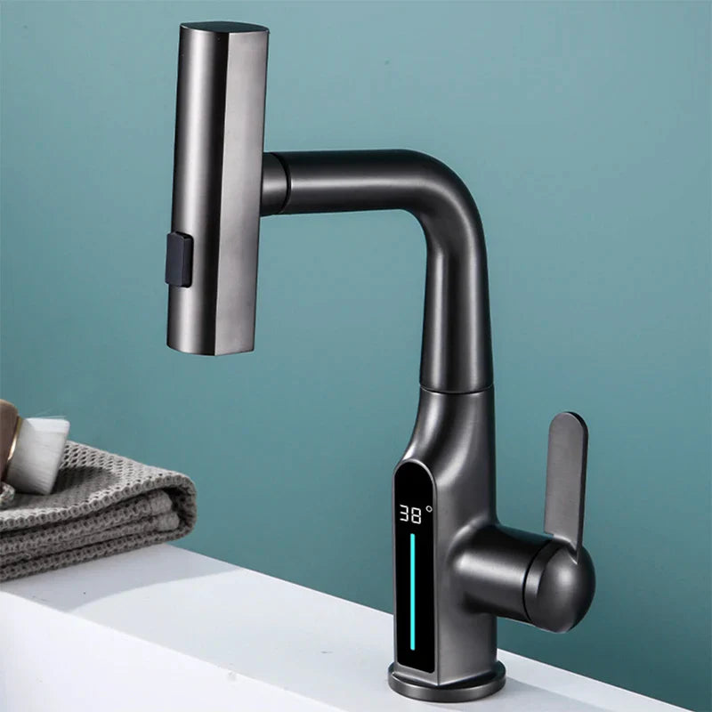 Liftable Digital Temperature Display Waterfall Basin Faucet - Image 0
