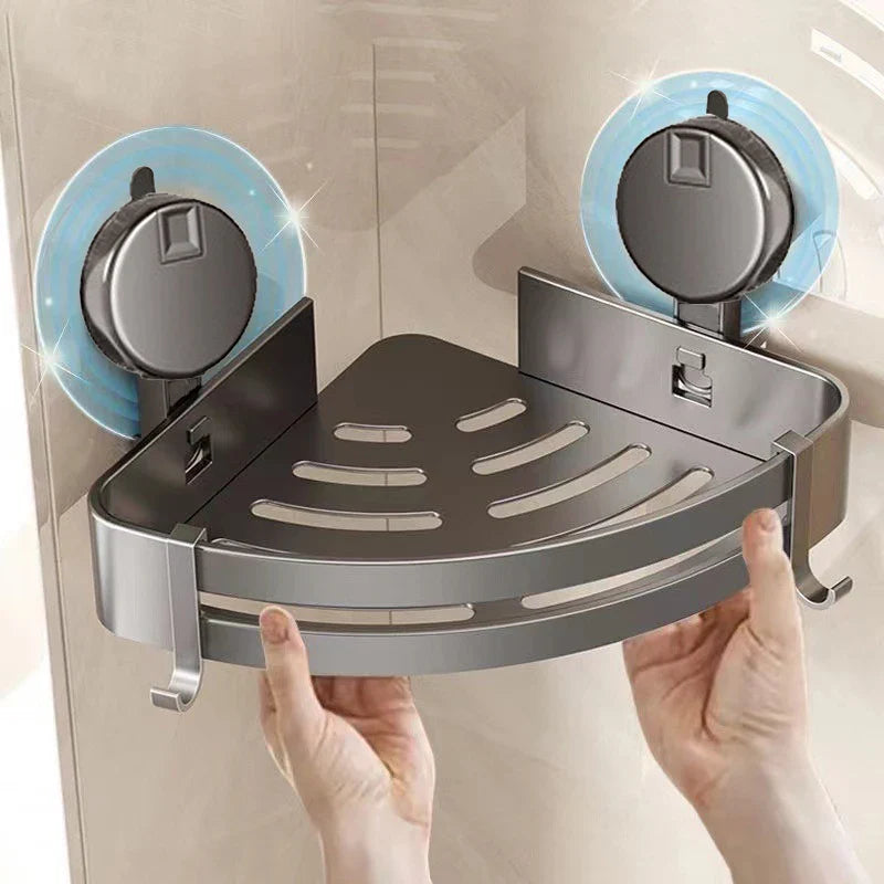 No-Drill Suction Powered Corner Bathroom Organizer - Image 5