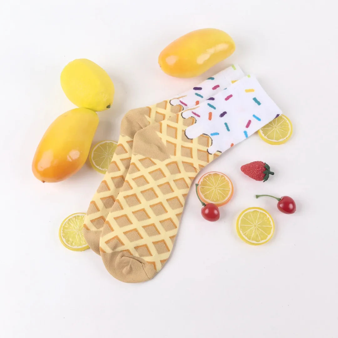 Ice Cream Waffle Pattern Socks - Image 8