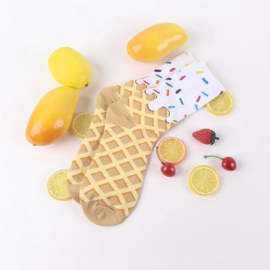 Ice Cream Waffle Pattern Socks - Image 8