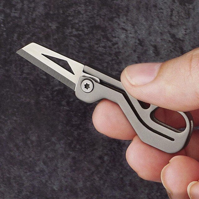 Mini Outdoor Foldable Titanium Knife Keychain