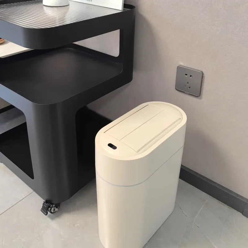 Clean Hands Touchless Slim Bathroom Wastebasket Bin
