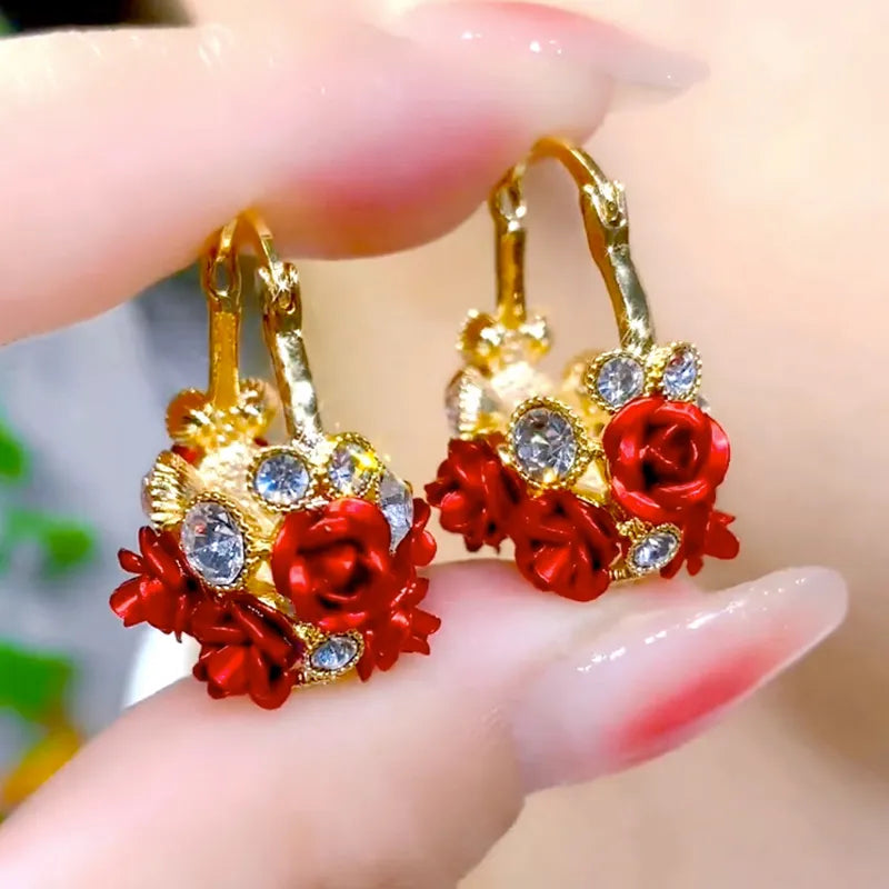 Rose Romance Stylish Zircon Earrings - Image 0