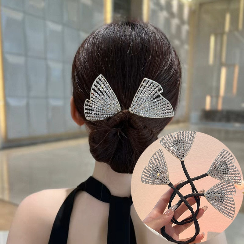 Korean Style Bow Hair Rhinestone Band - Image 0