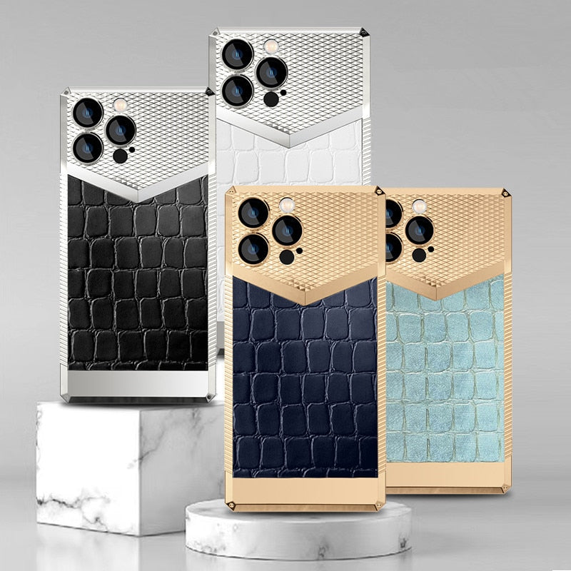 Crocodile Pattern Shock Absorbent Leather iPhone Case - Image 0