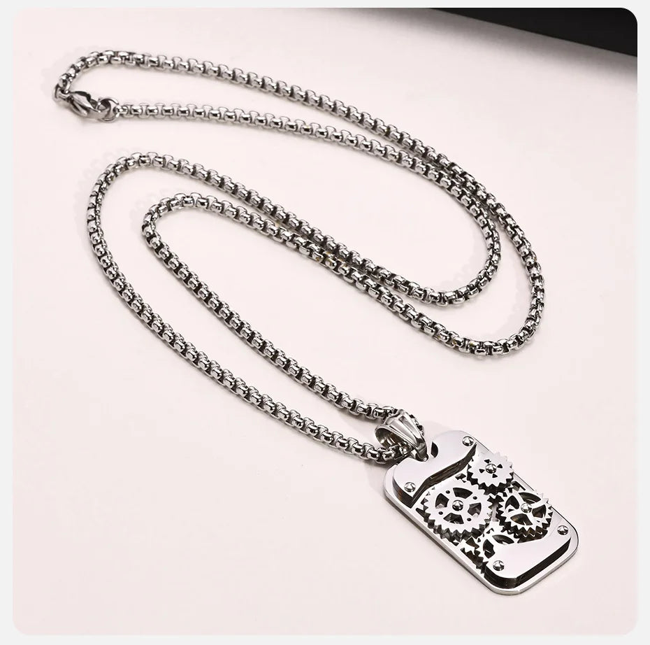 Mechanical Gear Spinner Bold Necklace