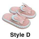 Cute Rabbit Low Wedge Women Slippers