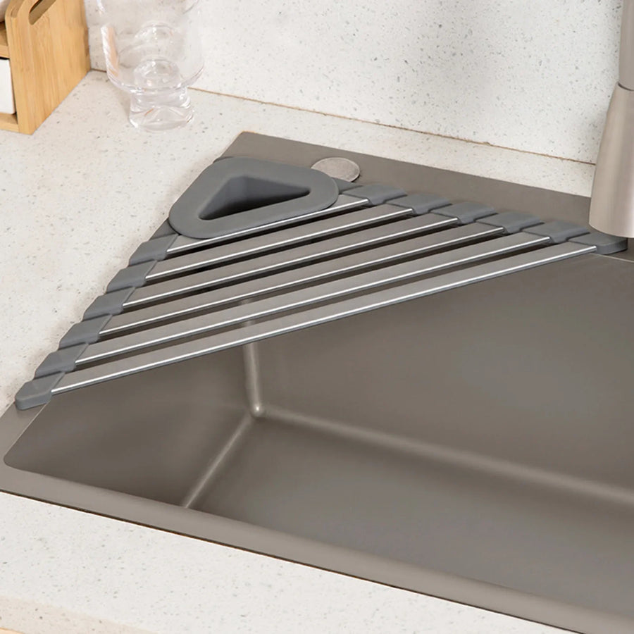 Sink Mounted Triangle Drainage Rack Kitchen Storage Shelf - Image 0