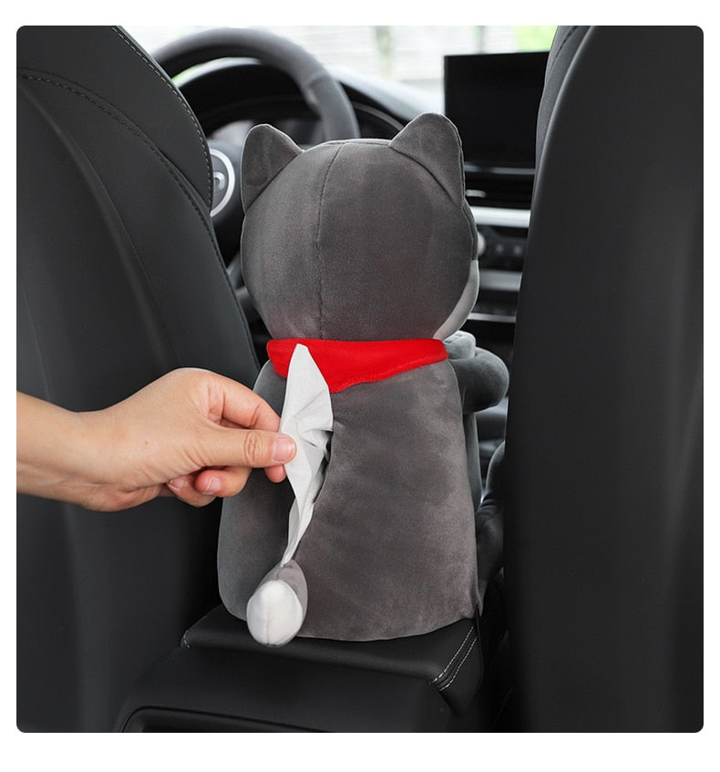 Cute Plush Animals Armrest Tissue Box - Image 1