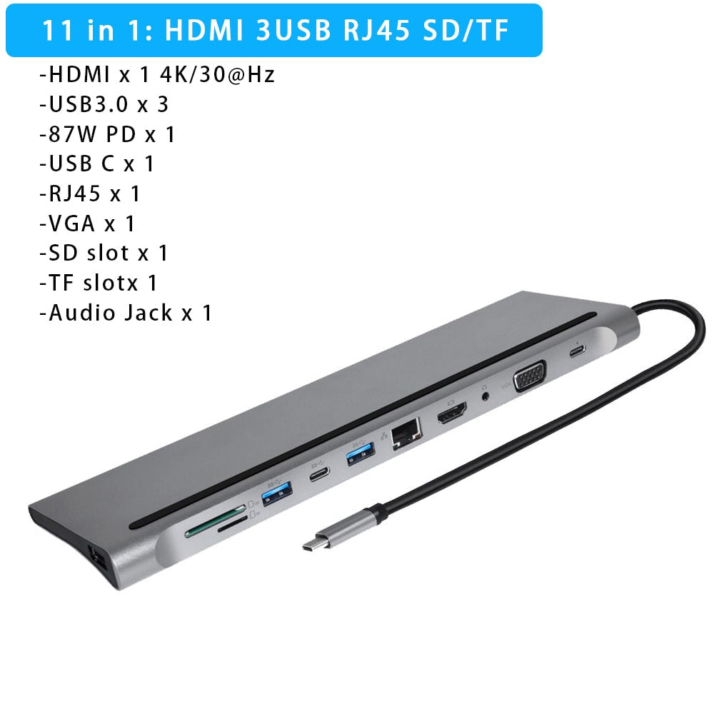 12in1 USB-C Multiport Connector Dock Station