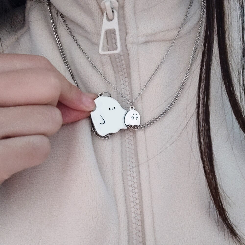 Cute Little Ghost Couple Necklace