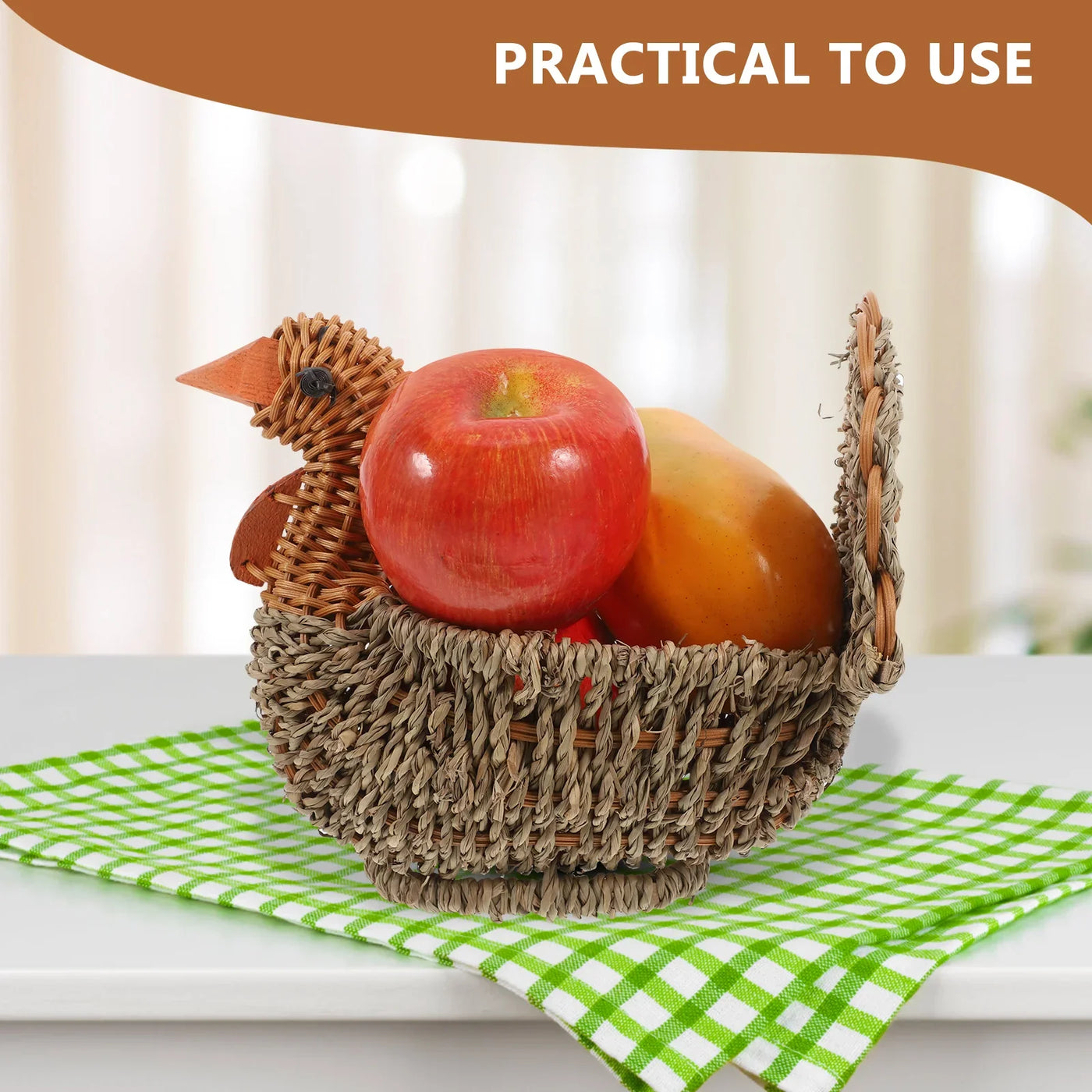 Handcrafted Natural Woven Turkey Shape Basket - Image 4