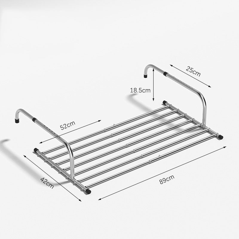 Stainless Steel Foldable Balcony Clothes Hanger - Image 3