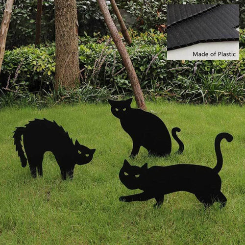 3Pcs Black Cat Garden Ornaments - Image 0
