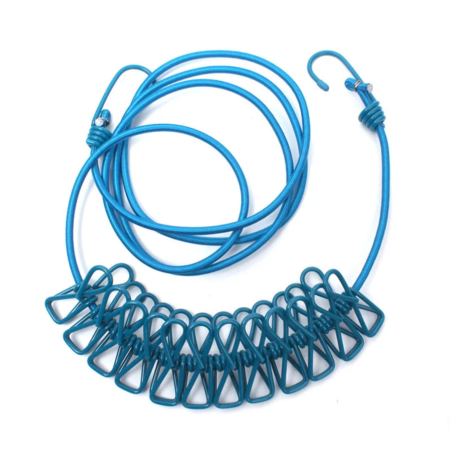 Windproof Non-Slip Elastic Multi-Clip Travel Clothesline - Image 9