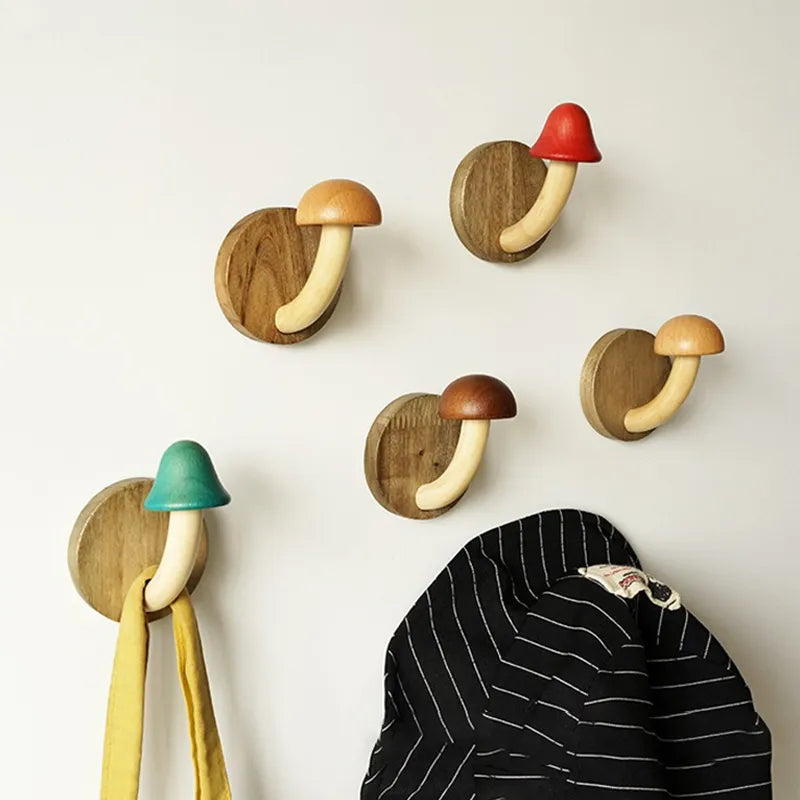 Mystic Mushroom Wooden Wall Clothes Hanger - Image 1