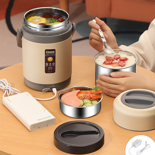 USB Heated Stainless Steel Food Warmer Lunch Box - Image 0