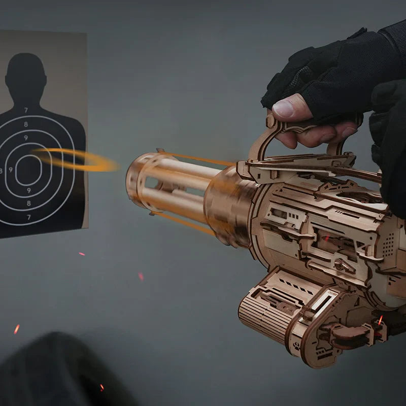3D Puzzle Wood Rapid Fire Launcher Toy Gun - Image 5