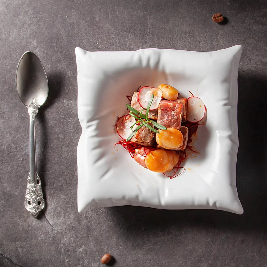 Ceramic Artistic Pillow Shape Food Plate - Image 2