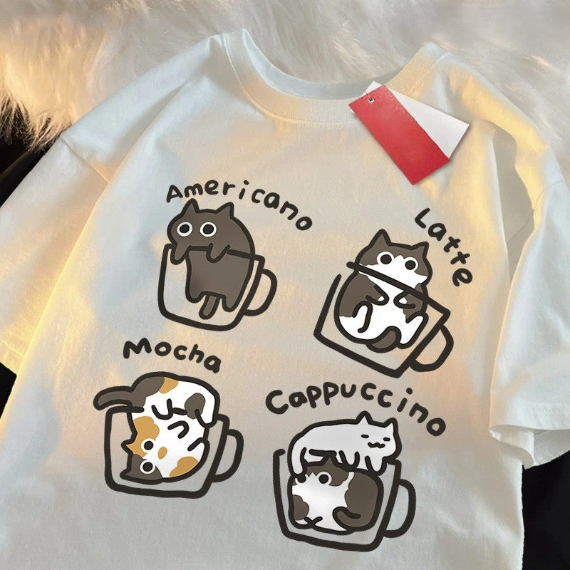 Cat Coffee Lover Funny T-Shirt - Image 9