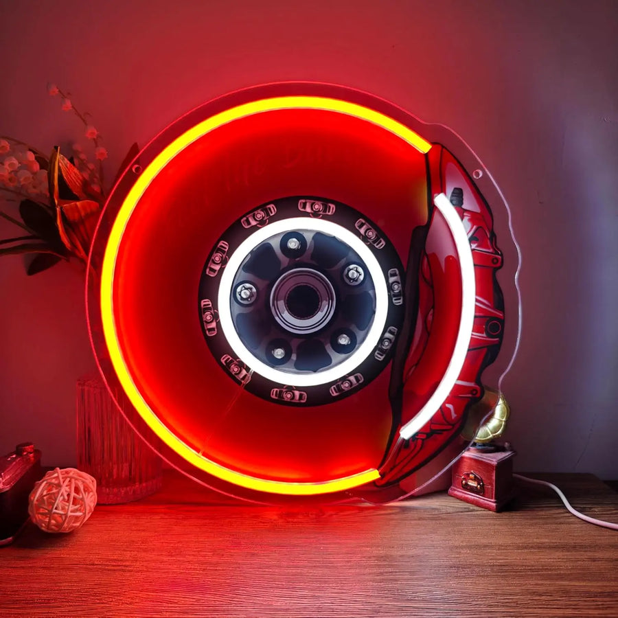 Pit Stop Brake Disc Neon Sign