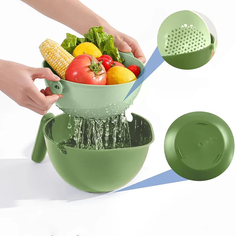 Double Layer Quick Vegetable Drainer Basket - Image 0