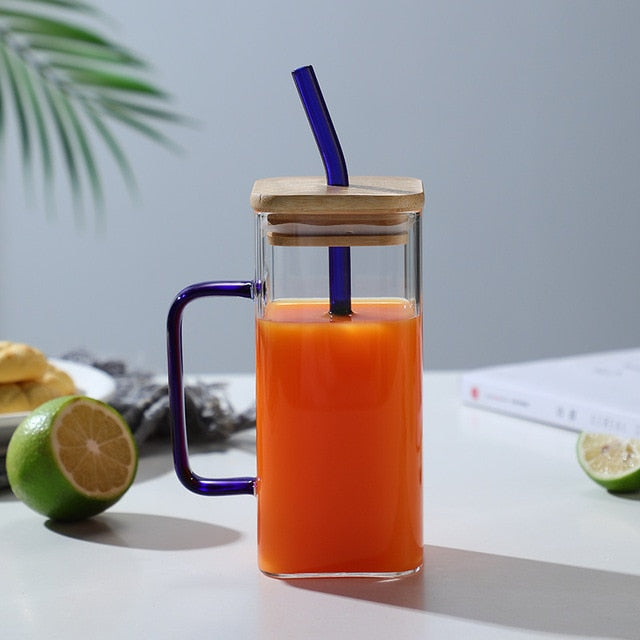 Stylish Square Large Capacity Mug with Straw - Image 4