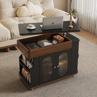 Vintage Style Lift-Top Hidden Storage Coffee Work Table - Image 4