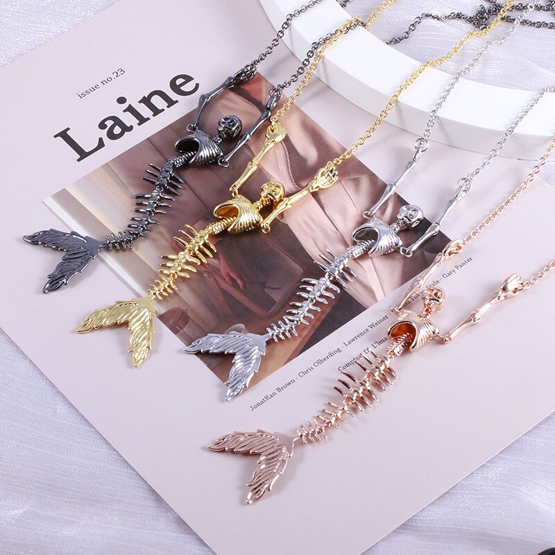 Gothic Mermaid Skull Necklace - Image 9