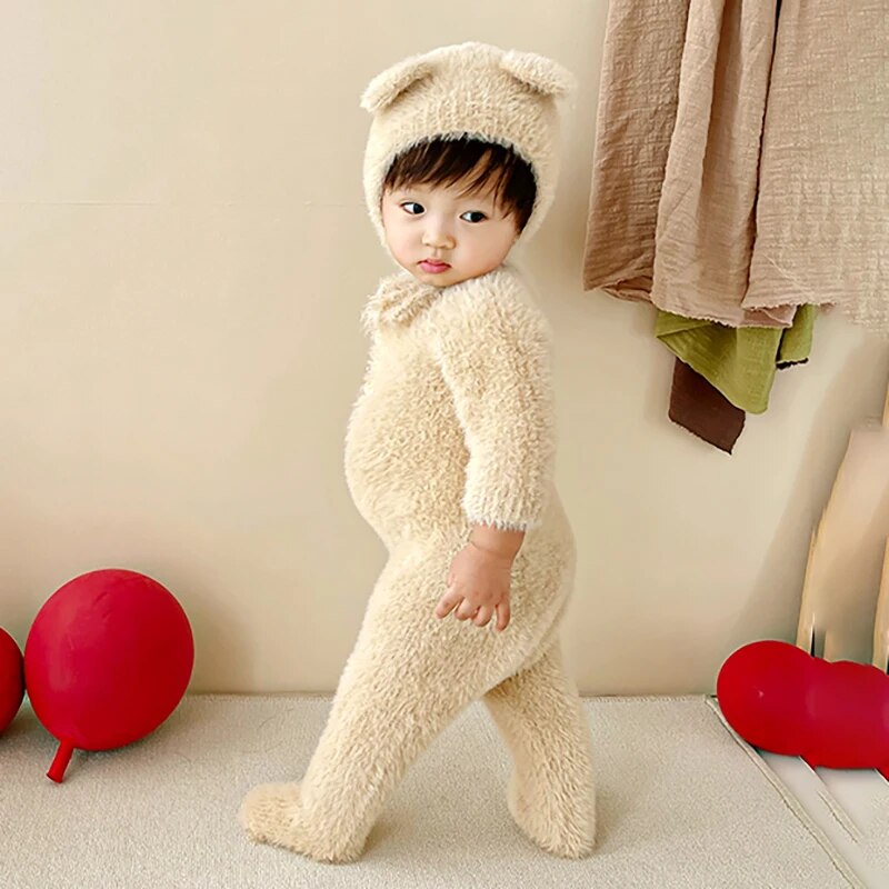 Cozy Bear Plush Newborn Jumpsuit - Image 2