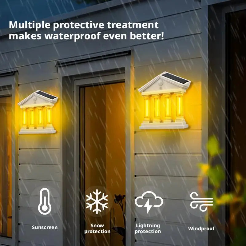 Ancient Architecture Solar-Powered Waterproof Outdoor Lamp - Image 4
