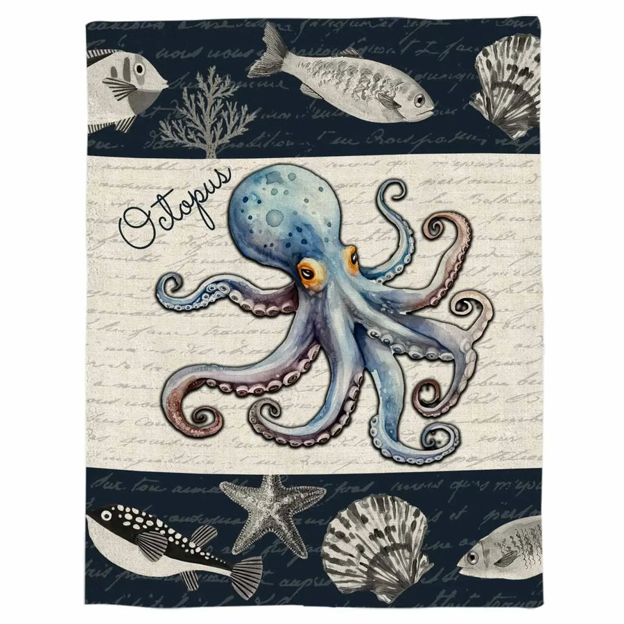 Octopus Shell Starfish Throw Blanket - Image 3