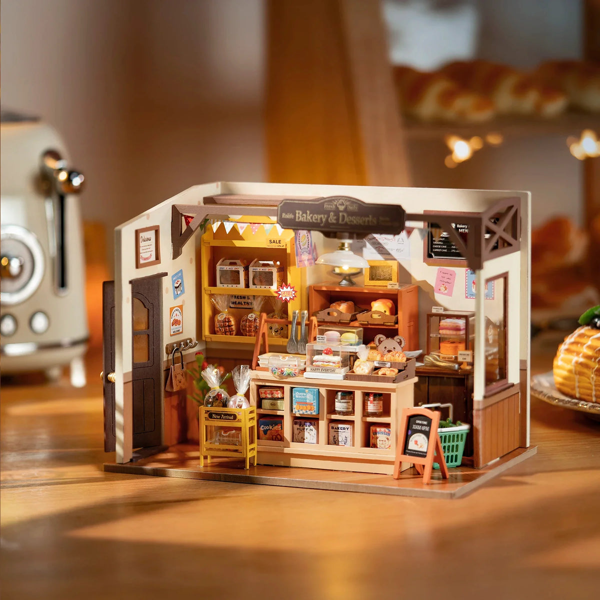 Miniature Cafe Wooden Assembly DIY Bakery Kit