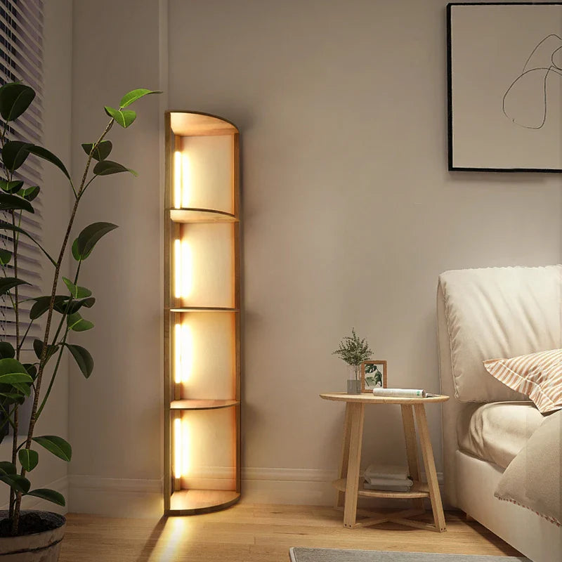 Elegant Wooden LED Light Nordic Shelf