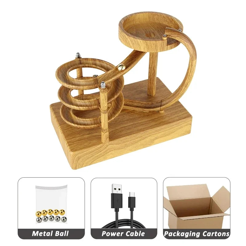 Wooden Perpetual Spiral Motion Kinetic Ball Roller Science Toy - Image 5
