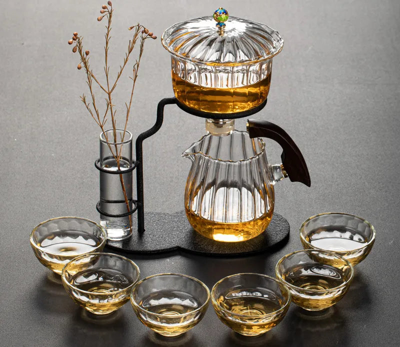 Vintage Pumpkin-Inspired Glass Tea Set - Image 7