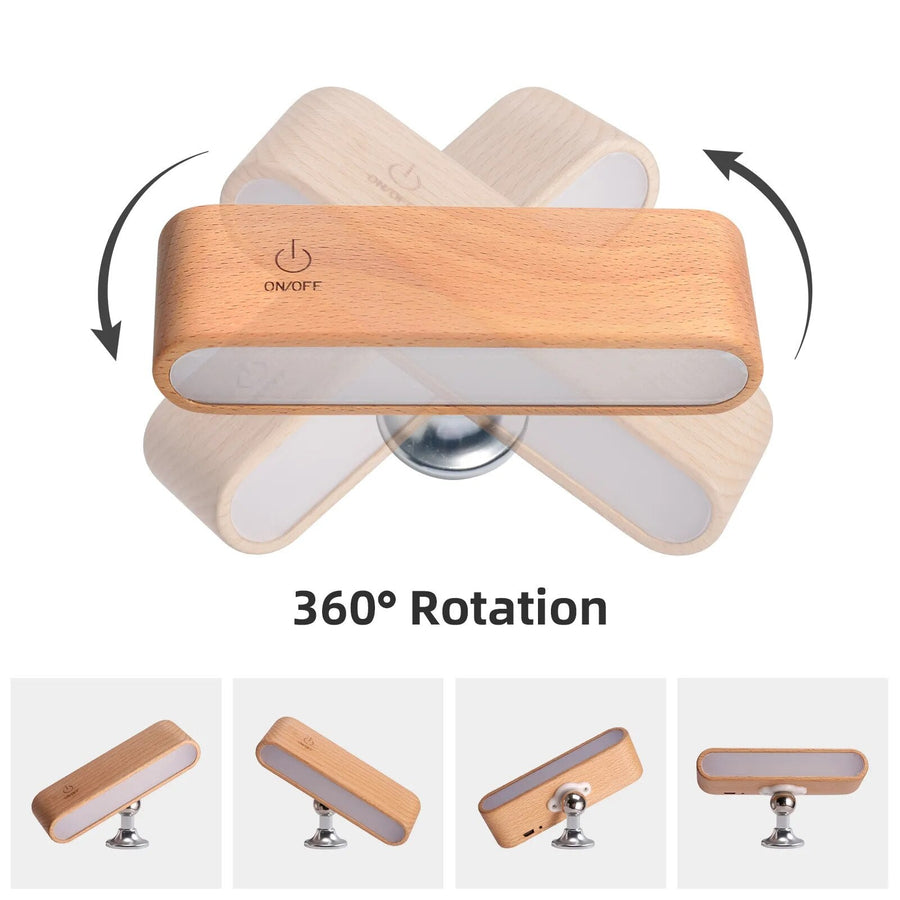 Rotatable Magnetic Wooden Rechargeable LED Night Lamp - Image 3