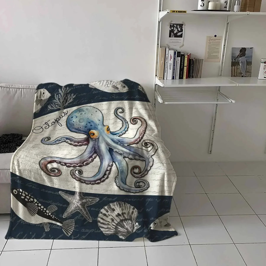 Octopus Shell Starfish Throw Blanket - Image 2