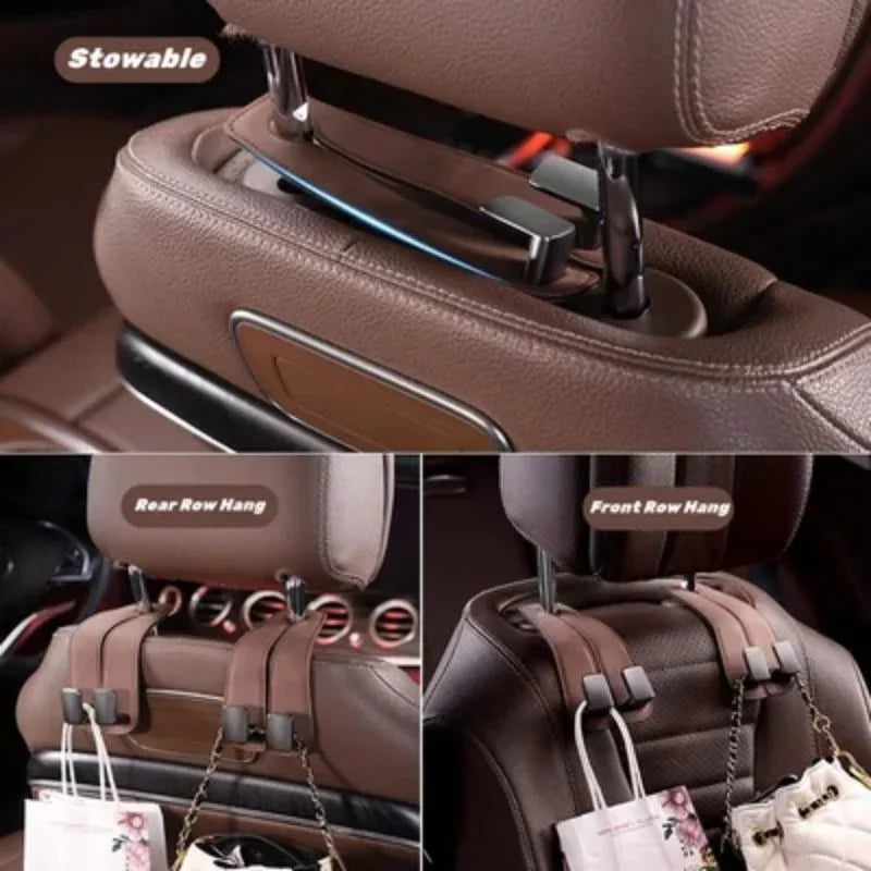 Double Hook Car Back Seat Organizer Leather Hooks - Image 4