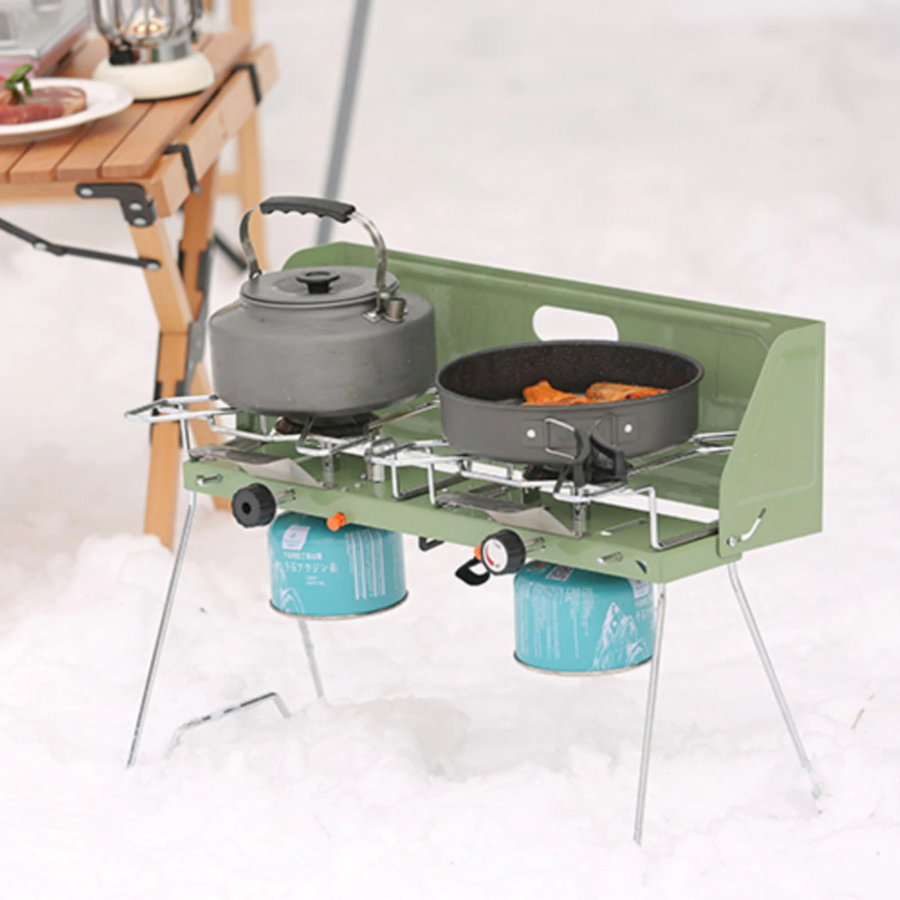Foldable Portable Camping Double Burner Gas Stove - Image 0