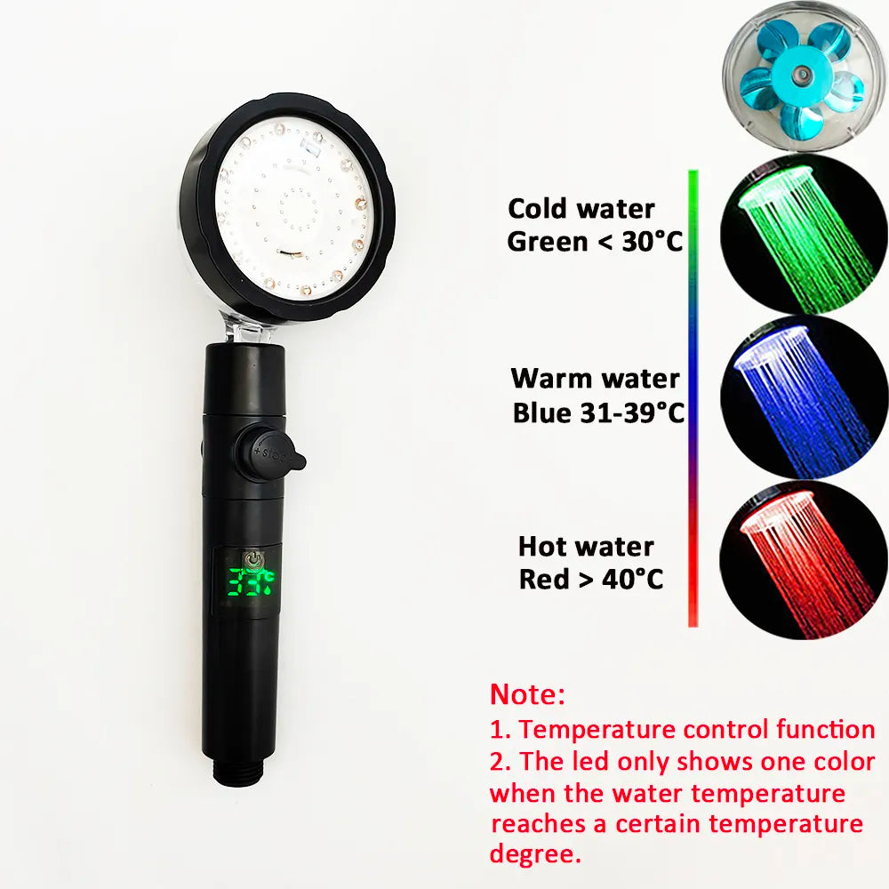 Multi-Color Temperature Display Shower Head