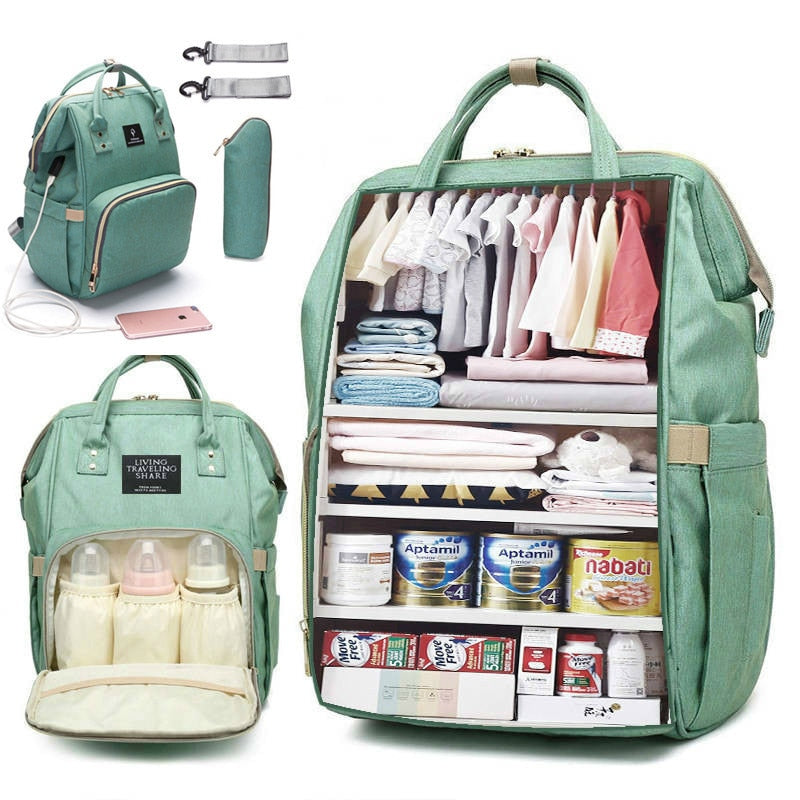 Large Capacity USB Mom Baby Diaper Backpack - Image 3