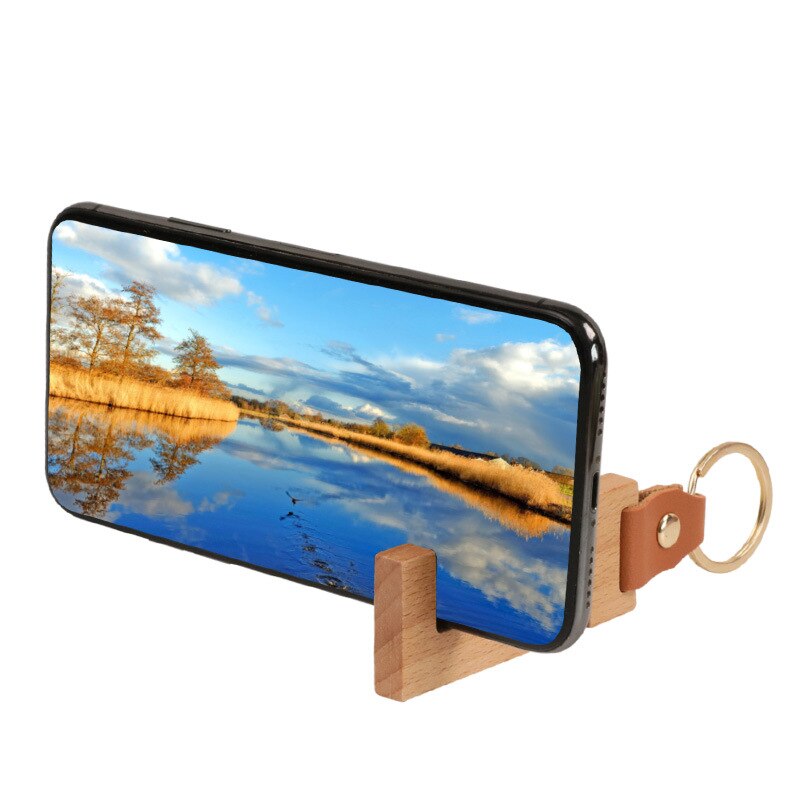 Portable Keychain Wood Phone Stand - Image 2