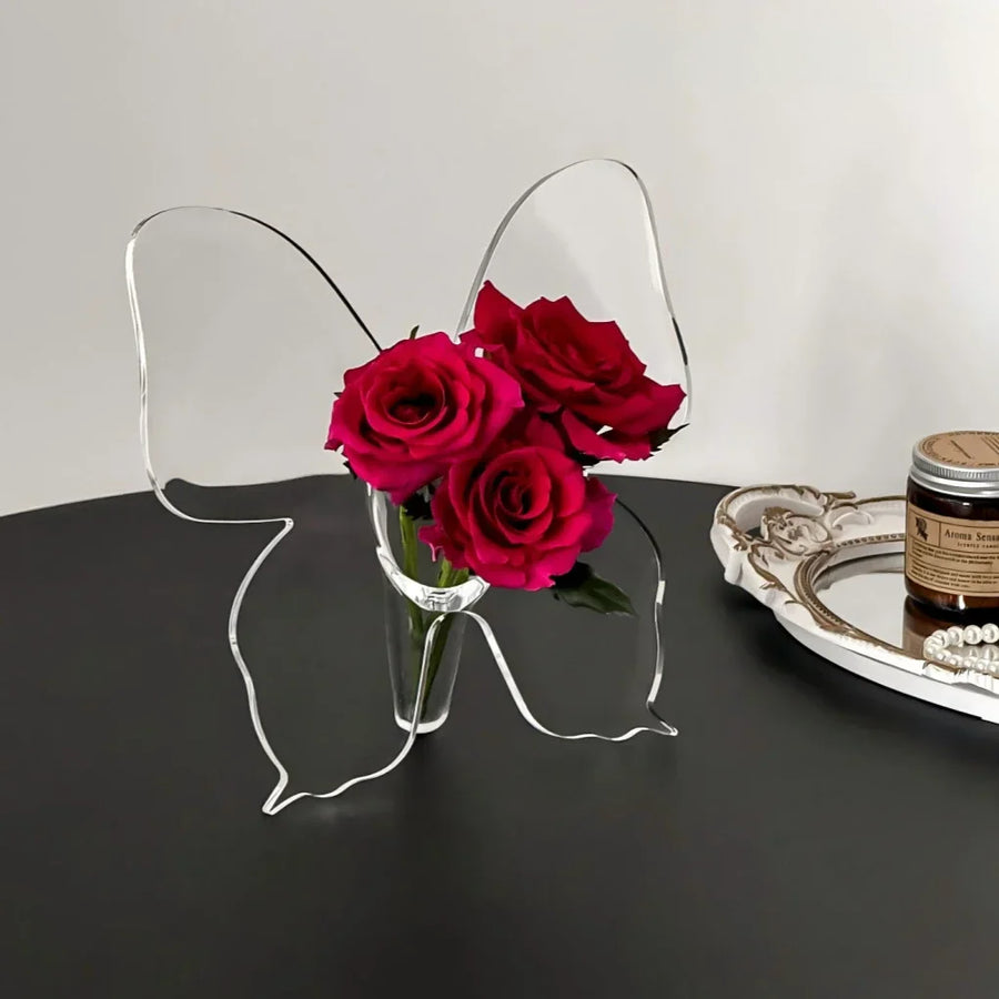 Artistic Butterfly Clear Flower Vase - Image 7