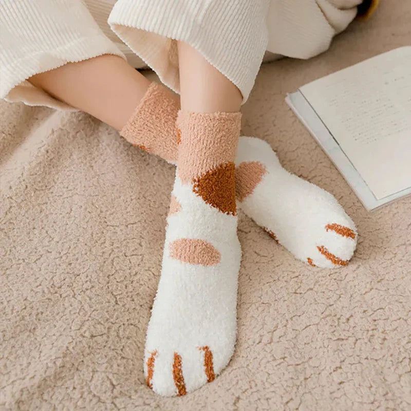 Plush Winter Cute Cat Paws Sock - Image 5