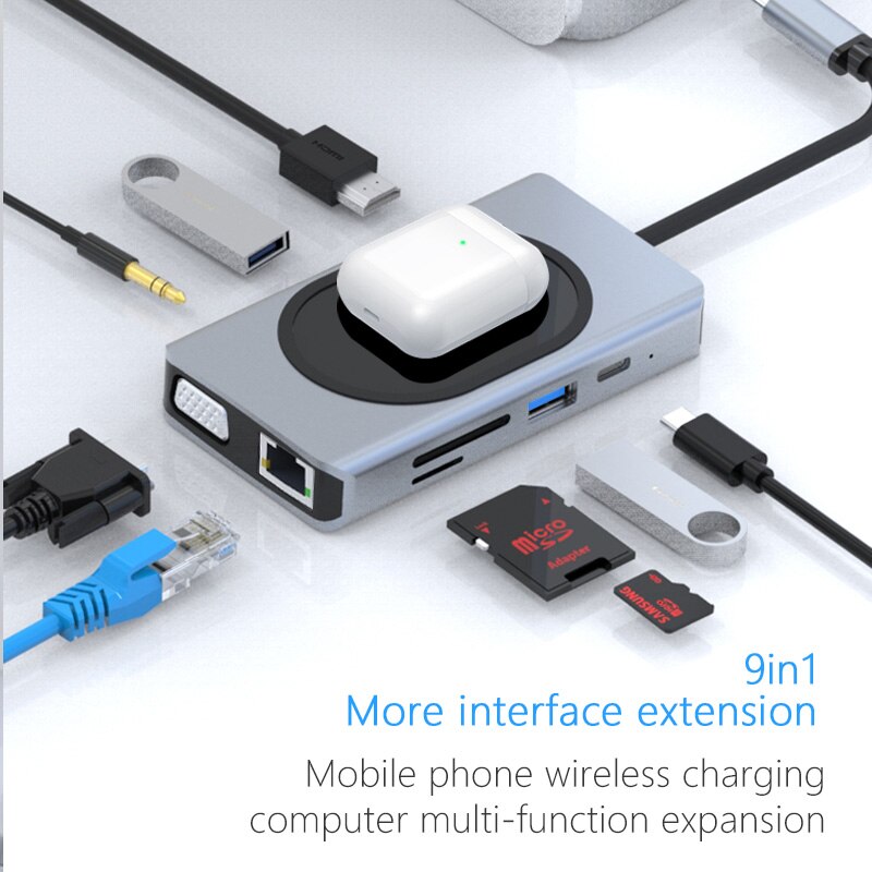 USB Type C Adapter For MacBook Pro with Wireless Charger - Image 8