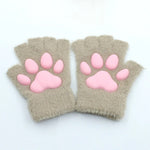 3D Cat Paw Soft Fingerless Gloves